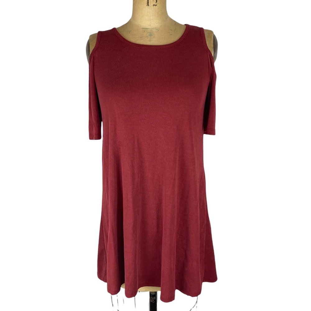 Acemi Red Cold Shoulder Mini Dress